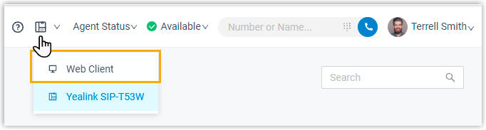 Mode drop-down list with Web Client selected