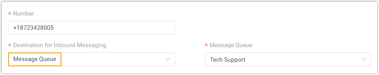 Setting a message queue as the inbound destination for a channel number