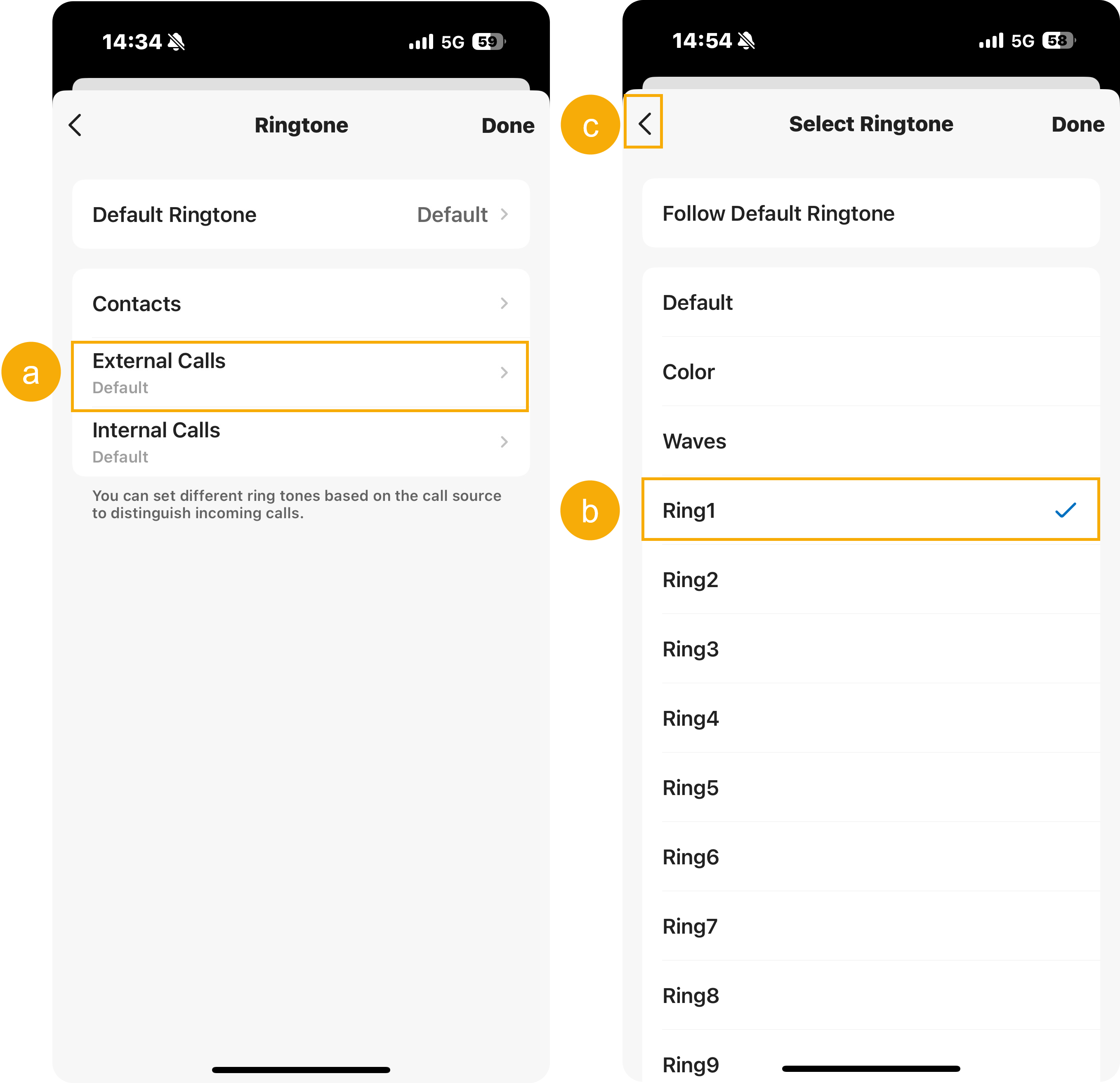 Choosing a ringtone that plays for all external callers