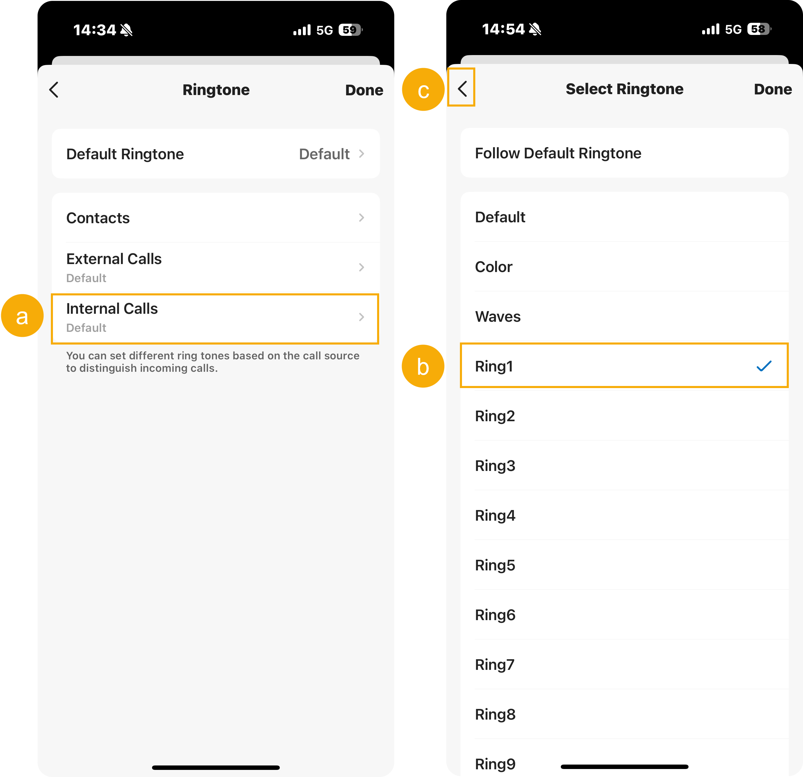 Choosing a ringtone that plays for calls from other extensions
