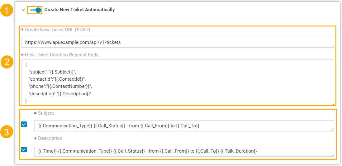 Automatic ticket creation settings