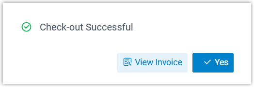 Confirmation window with a link to view the guest's invoice