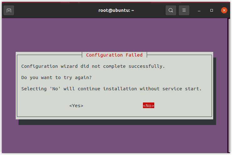 Prompt offering to cancel out of the configuration wizard