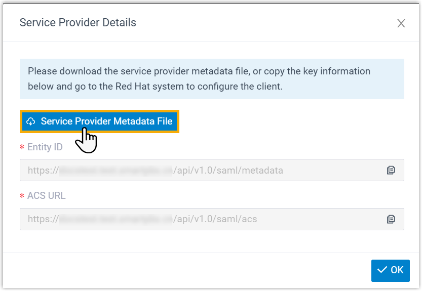 Downloading the service provider metadata file