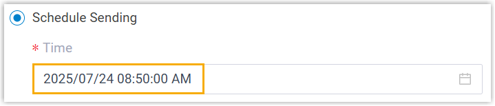 Setting a specific date and time to send the campaign