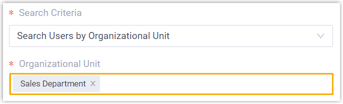 Organizational unit chosen as the search scope