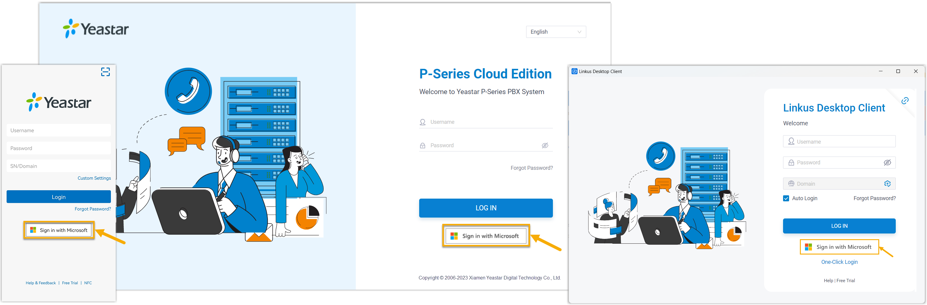 Cloud Voice, a user signing in to the app with their Microsoft account