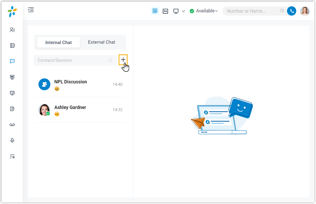 Group chat creation window listing available coworkers to add