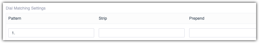 Outbound route pattern that matches numbers beginning with 1 and strips nothing