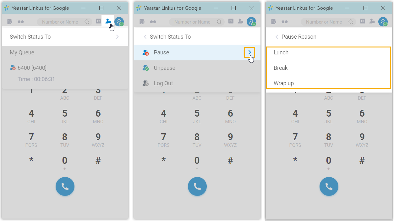 Switching pause status from the browser extension