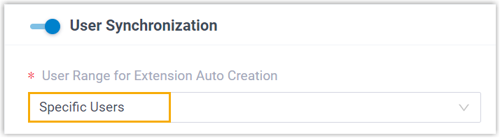 Specific Users selected in the User Range drop-down list