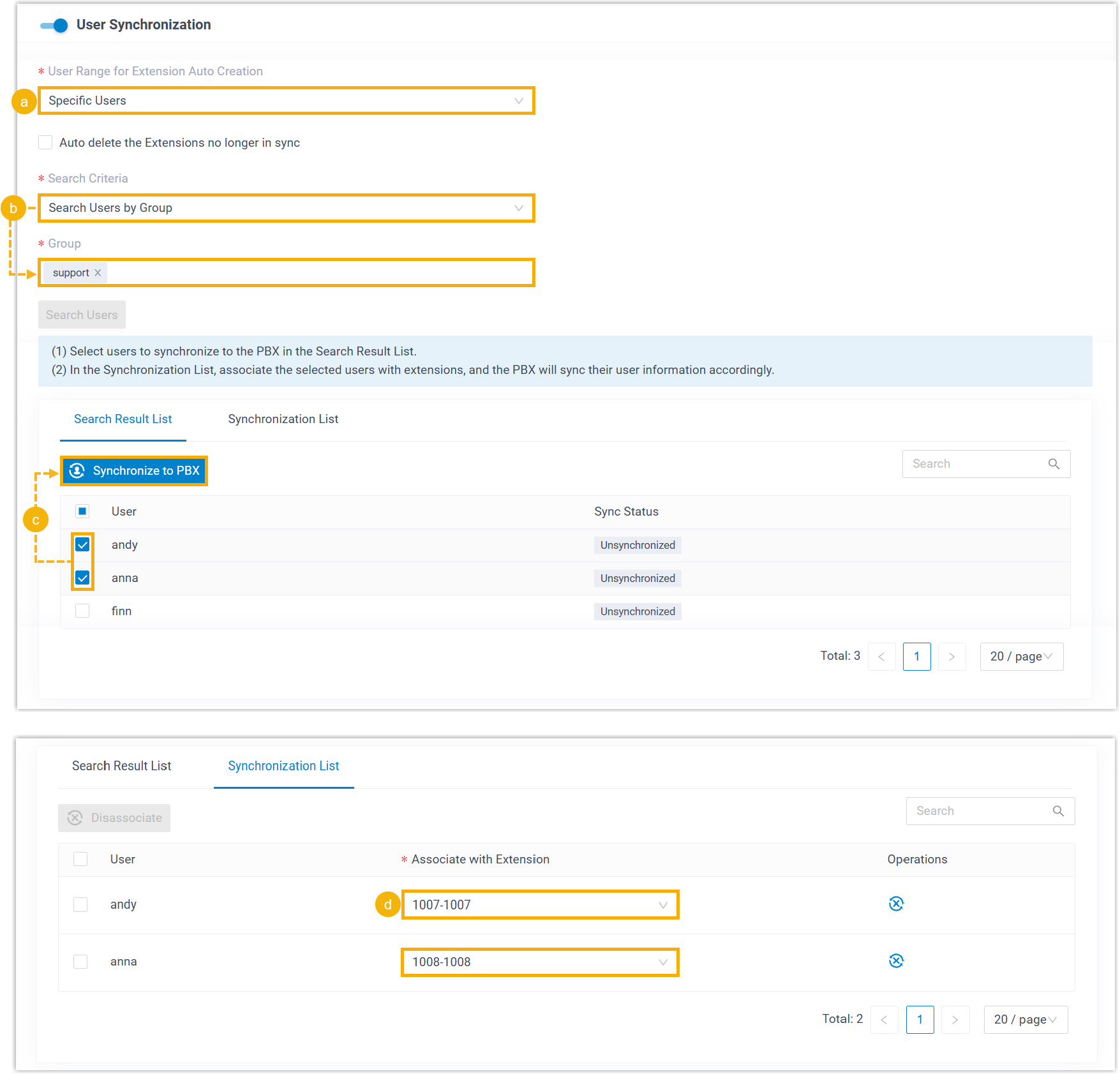 Manually selecting Red Hat users and pairing them with extensions