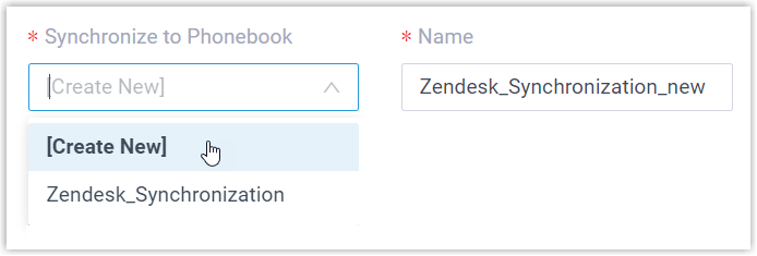 Selecting the destination phonebook for synchronized Zendesk contacts