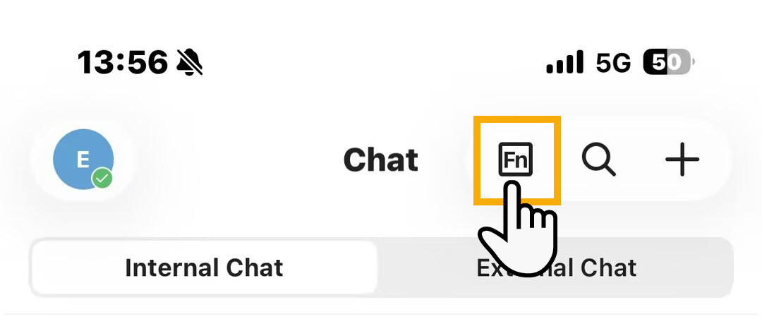 Tapping the function keys icon in the top-right corner of the app