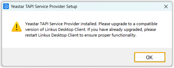 Cloud Voice, confirmation dialog shown after the driver installs