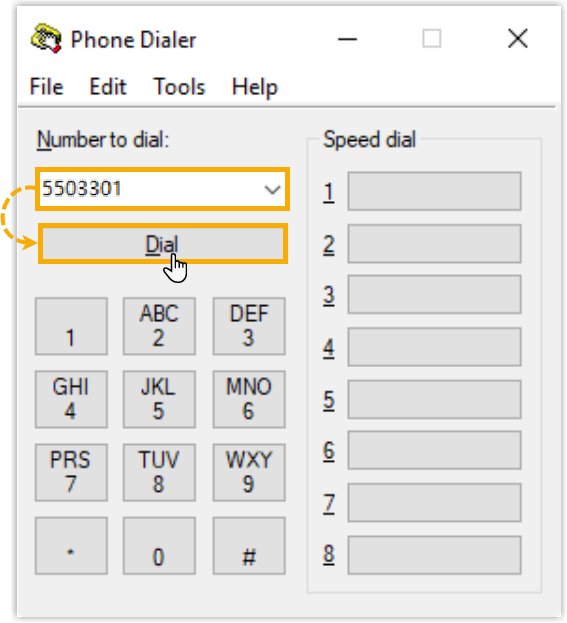 Entering a number in the Phone Dialer and selecting Dial