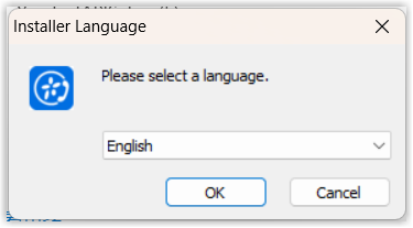 Language selection prompt shown when the TAPI driver installer starts