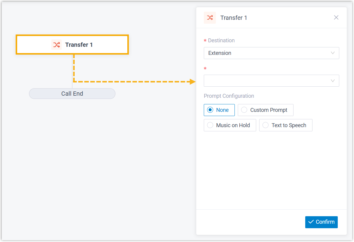 Transfer component selected, ready to configure