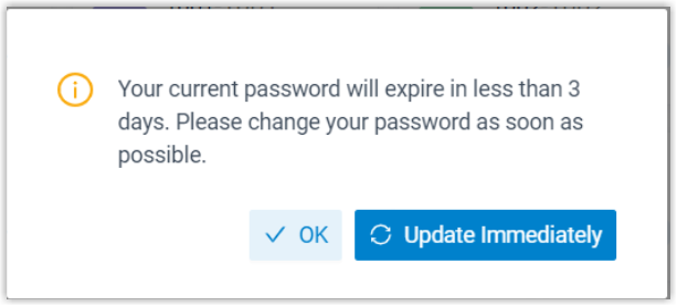 Prompt asking the user to update an expiring password