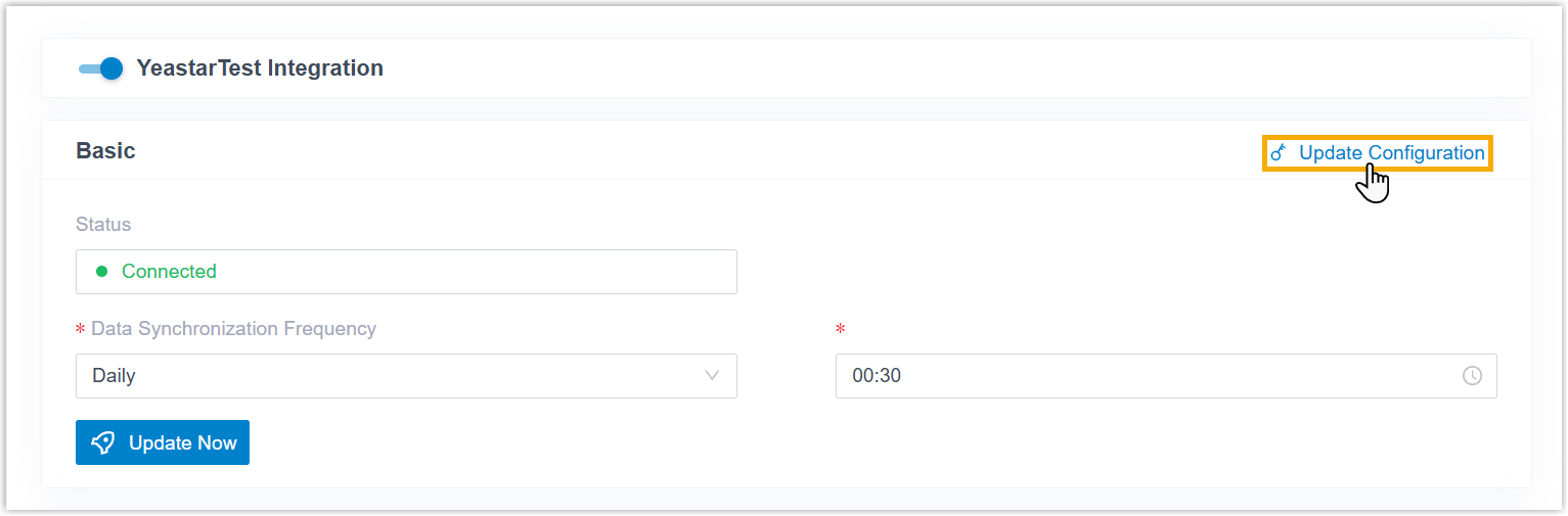 Cloud Voice, the Update Configuration control at the top of the Basic section on the Collaboration page