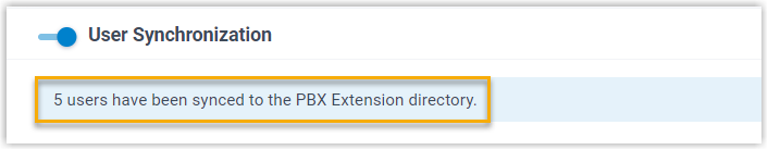 Synchronization results in the User Synchronization section