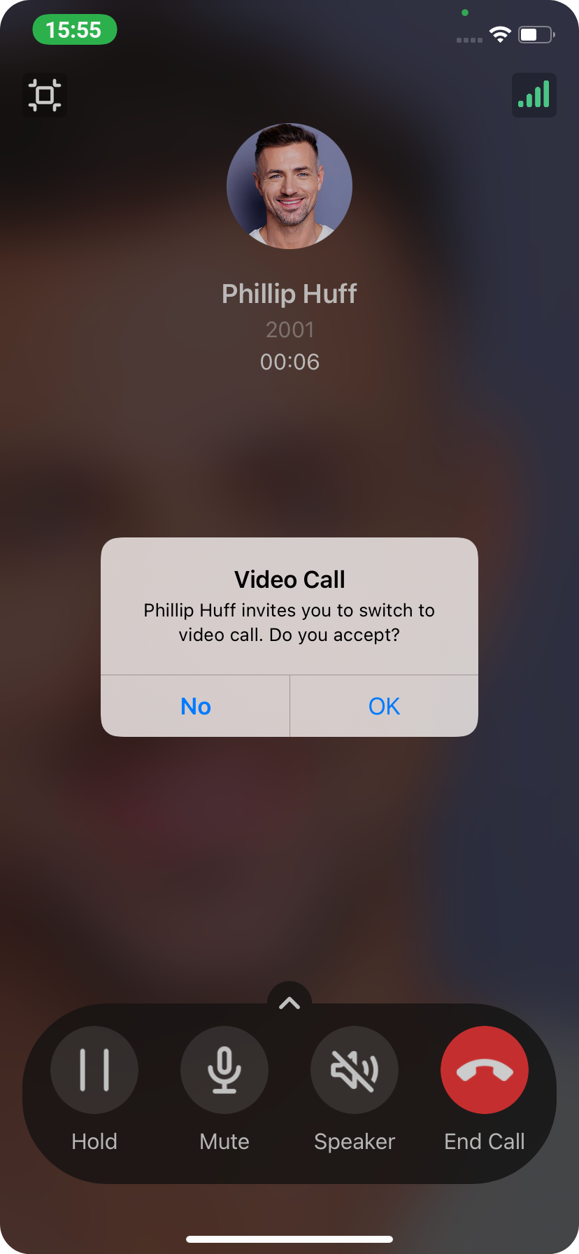 A video call invitation as it appears to the person you are calling