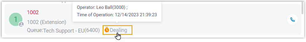 Operation record shown when hovering over a processing status in the desktop app