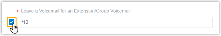Voicemail feature code with the leave-a-voicemail option enabled