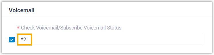 The Check Voicemail feature code setting