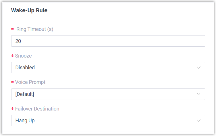 The wake-up rule settings