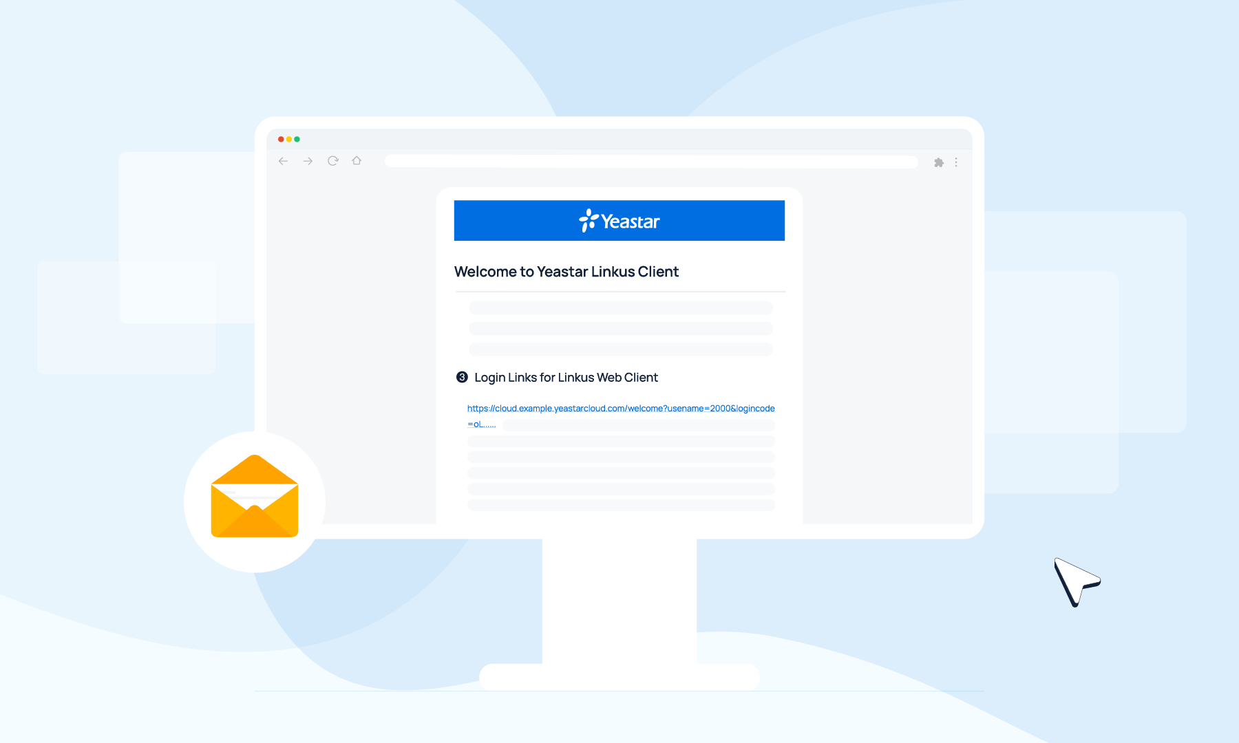 Cloud Voice, using the welcome-email login link to sign in on the web app