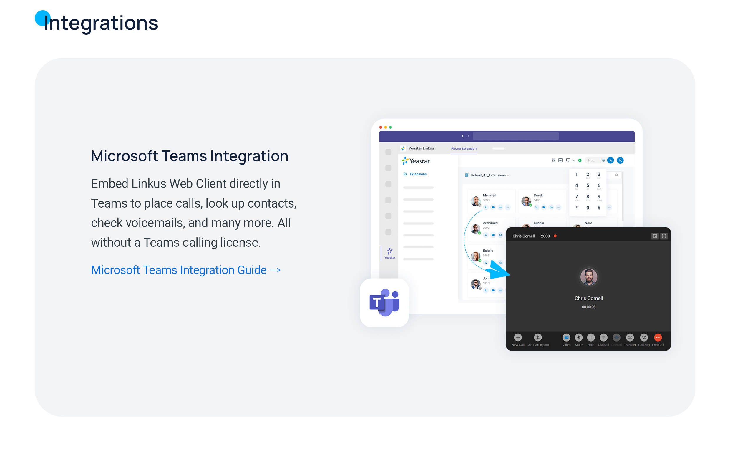 Cloud Voice, using calling features through the Microsoft Teams integration
