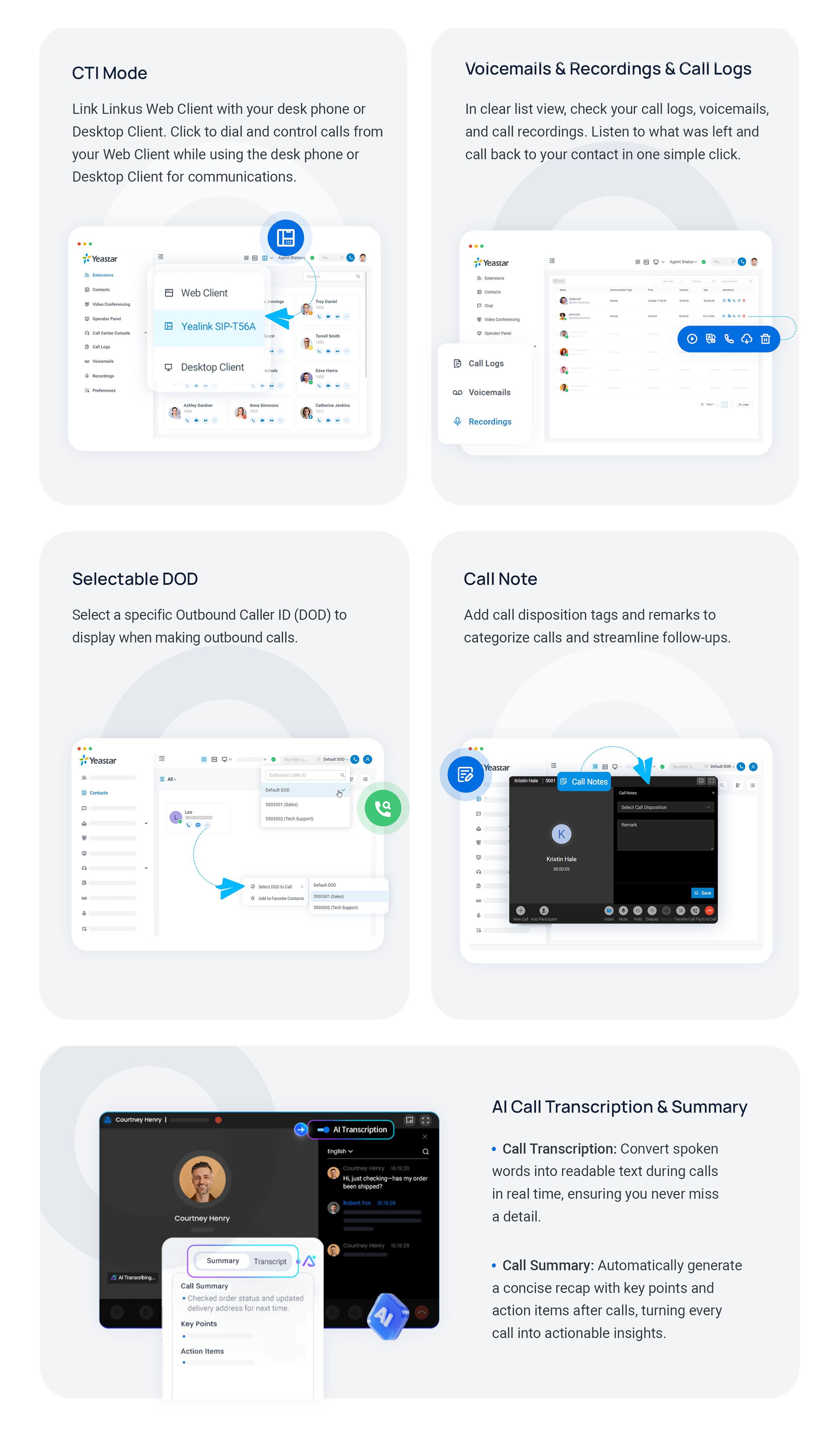 Cloud Voice, additional in-call actions available during a call