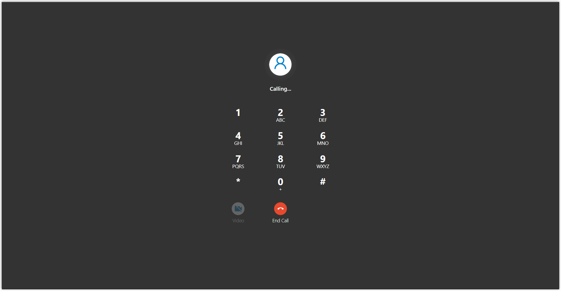 Browser dialpad placing a WebRTC call to the configured destination