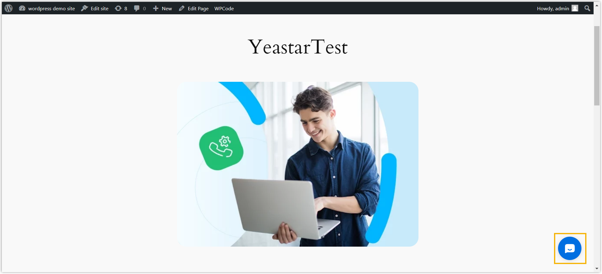 Cloud Voice, the Live Chat widget displayed on a published WordPress page