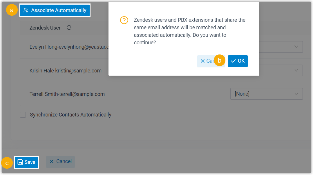 Automatic association option for Zendesk users