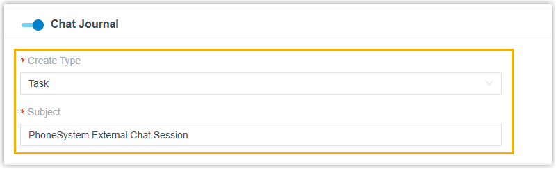 Chat Journal synchronization settings for the Zoho Desk helpdesk integration